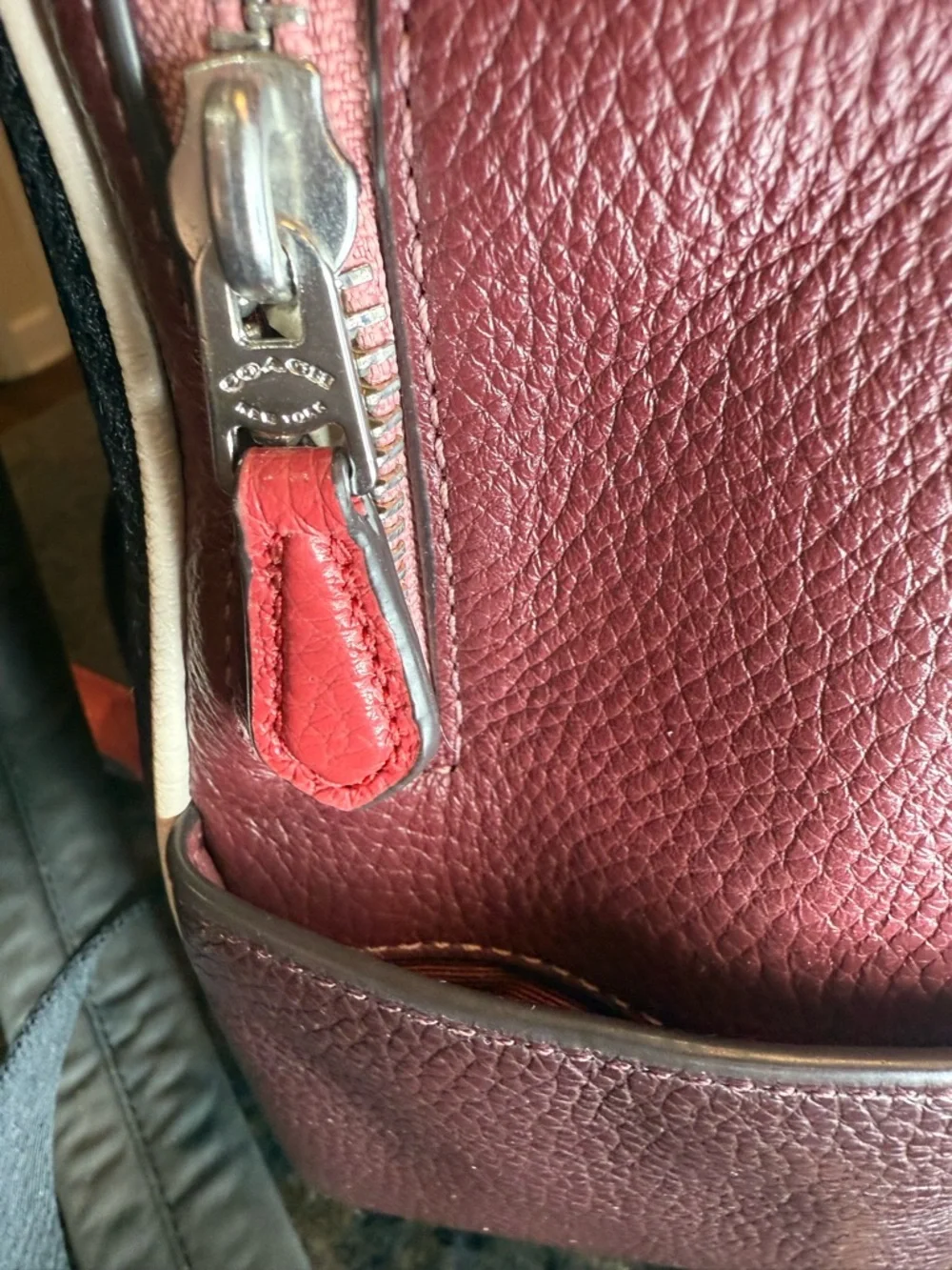 Coach Pink and Burgundy Colorblock Leather Mini Court Backpack Skiing